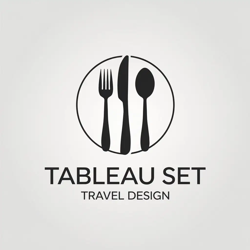 LOGO Design for Tableau Set Minimalistic Knife Fork and Spoon Theme for Travel Industry