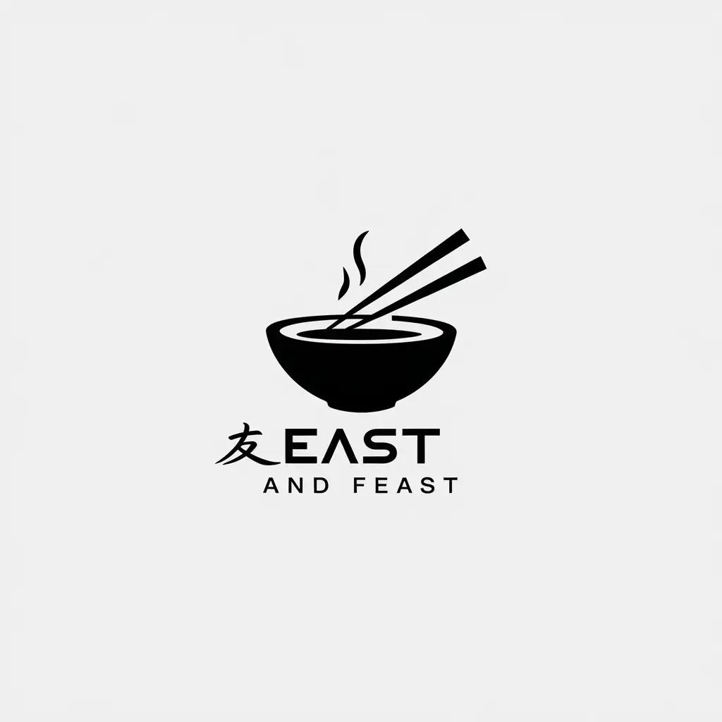 LOGO Design for East and Feast Minimalist Bowl with Soup and Chopsticks for Restaurant Industry