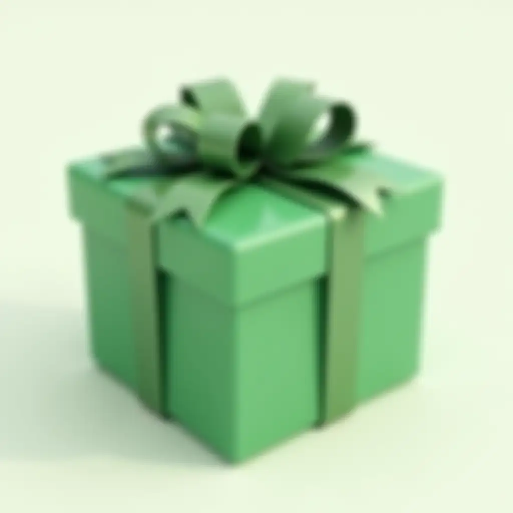 3d gift box with a bow of green color