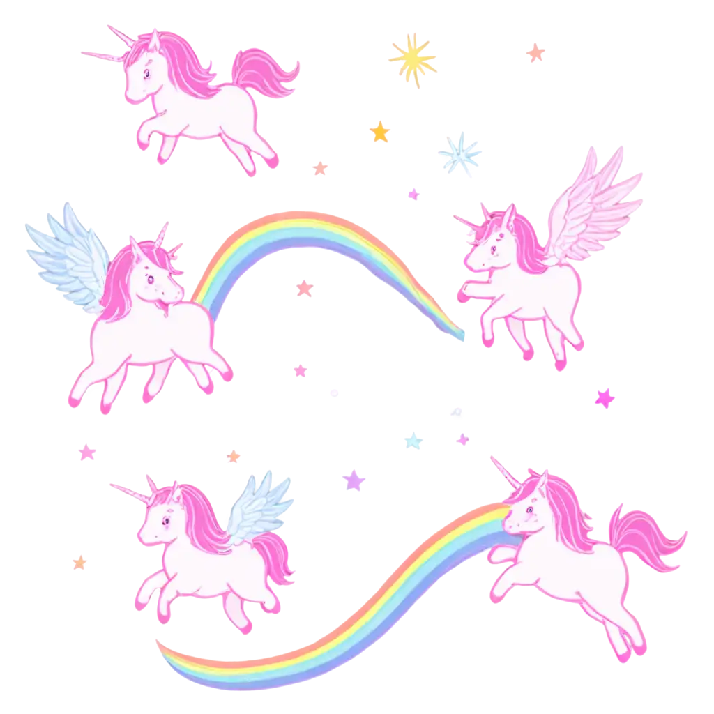 Pink-Fluffy-Unicorns-Dancing-on-Rainbows-PNG-Perfect-for-Vivid-Digital-Designs-and-HighQuality-Graphics