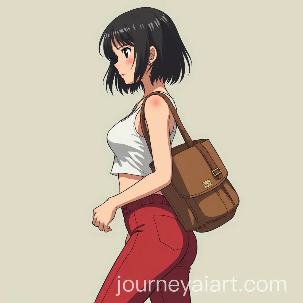 AI-Art-Prompt-ExpansionAnime-Woman-in-Tight-Red-Pants-Carrying-Large-Bag-on-Her-Back-in-Profile-View