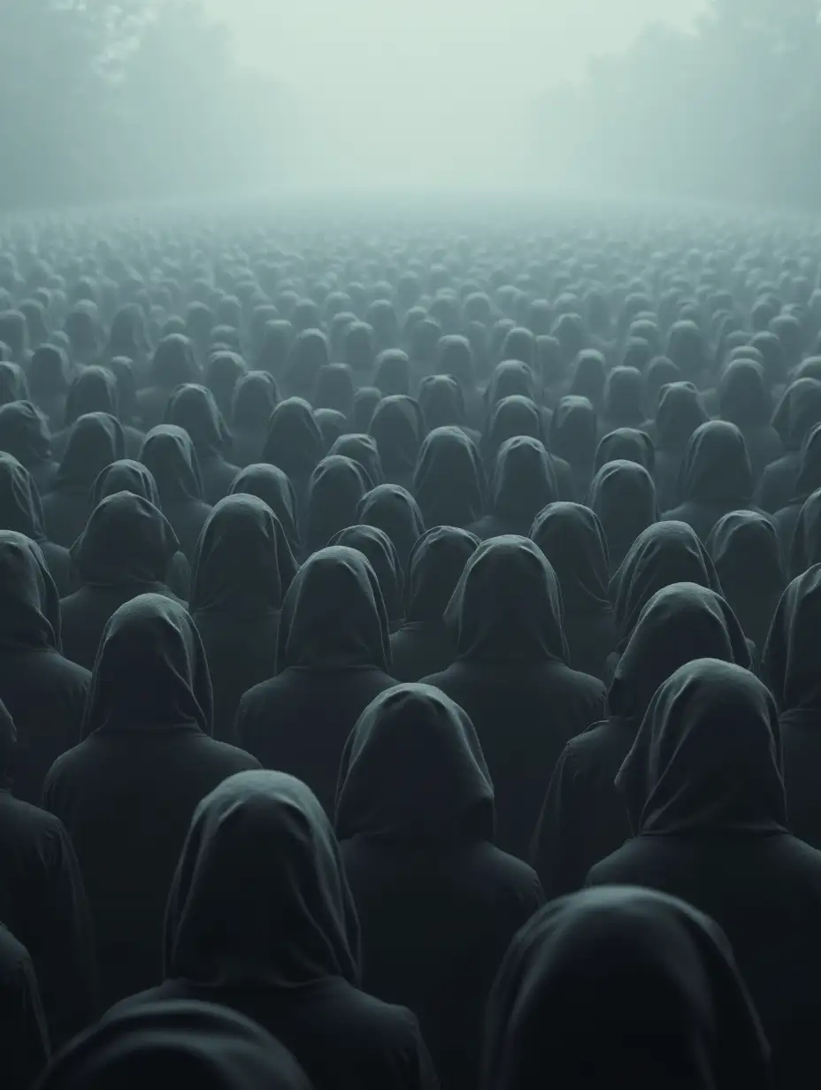 a huge number of people are drowning in uniformity and grayness, people get lost in the crowd becoming part of the faceless mass losing their individuality and voices