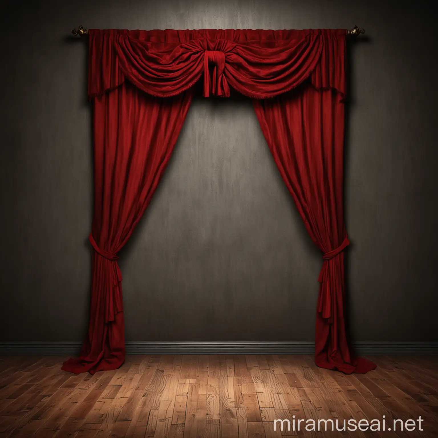 Luxurious Red Velvet Curtain with Tie in Theatre Style