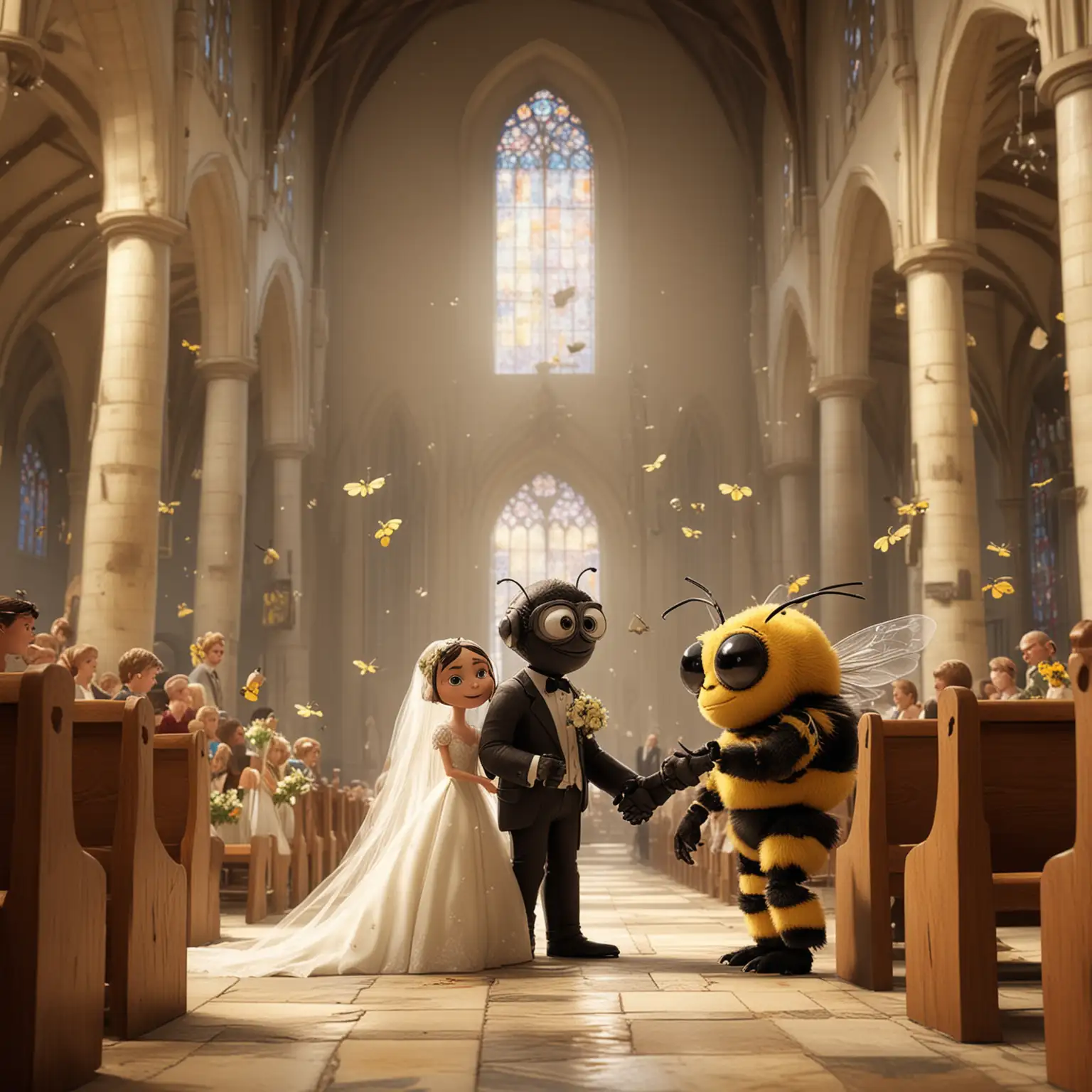 Fly and Bumblebee Wedding Ceremony in Pixar Style