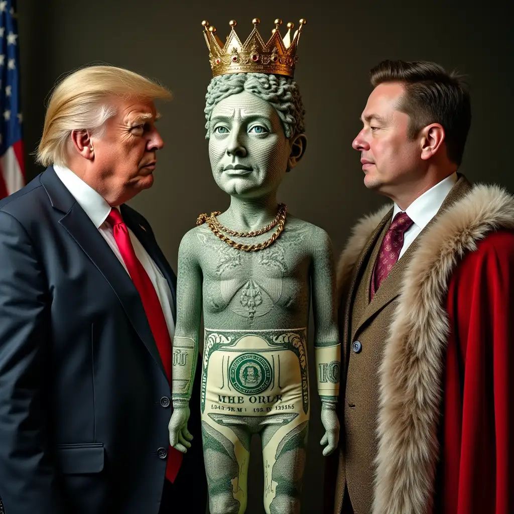 Donald-Trump-Elon-Musk-and-a-US-Dollar-Shaped-Like-a-Human-as-the-Three-Kings