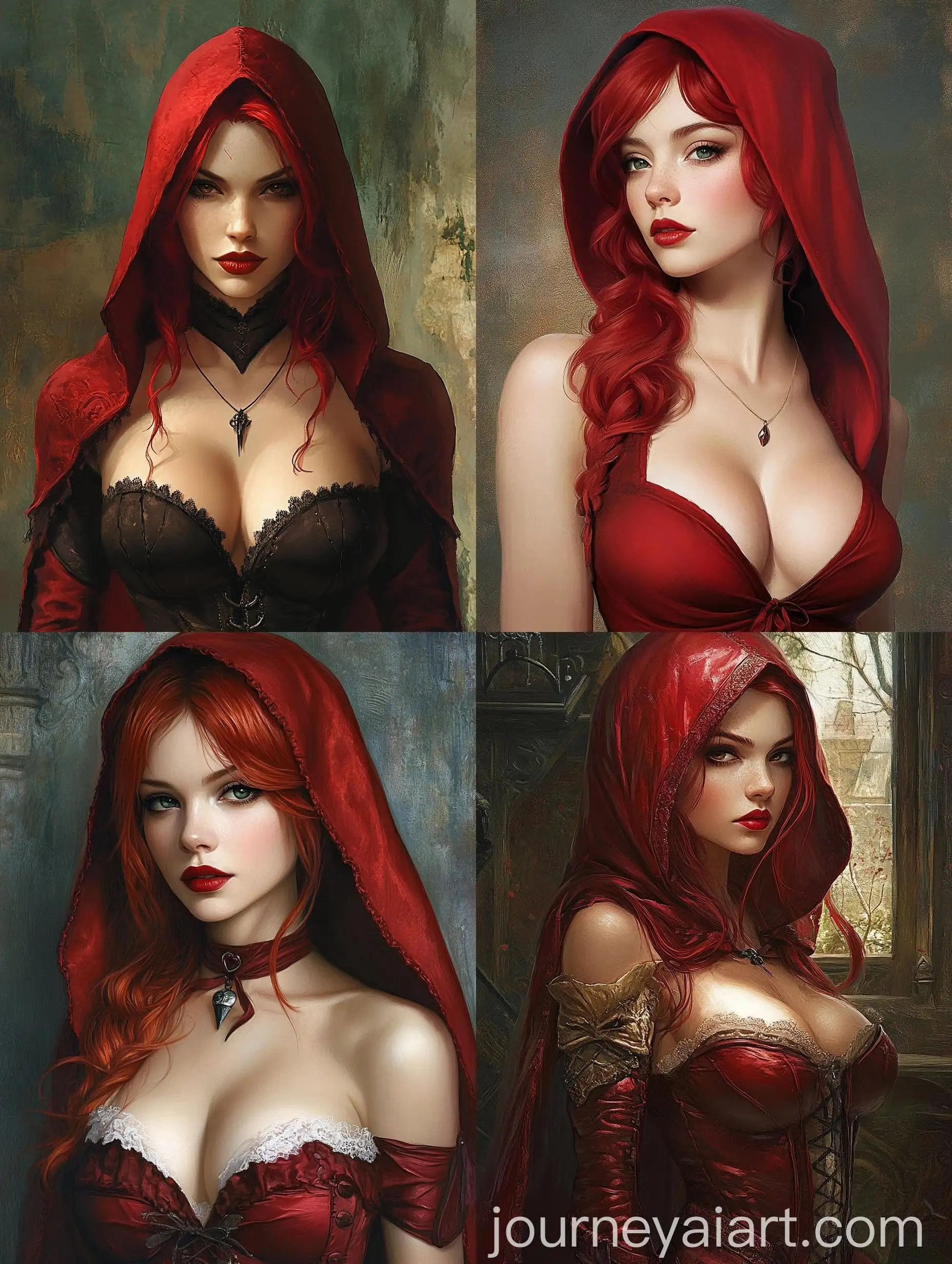 Enchanting-Fantasy-Art-Woman-in-Red-Riding-Hood-Costume