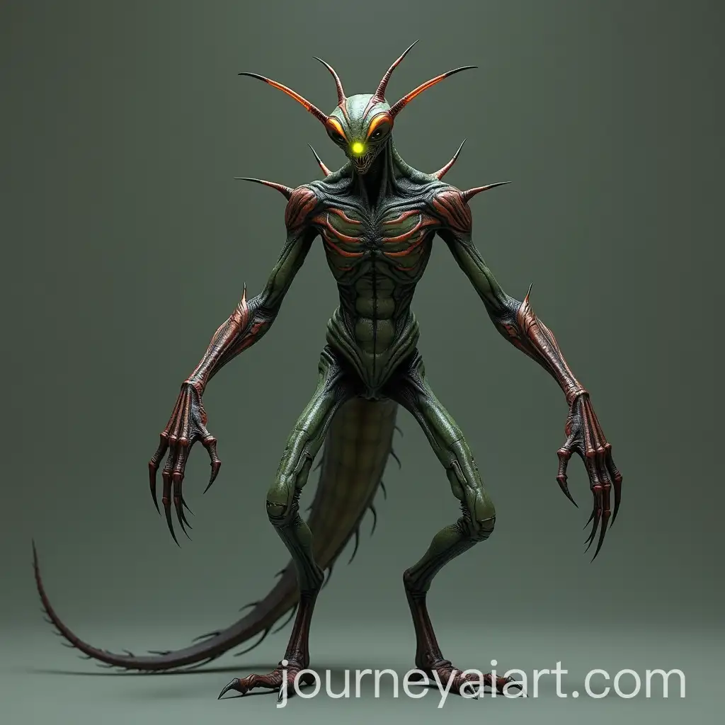 Male-Humanoid-Alien-Praying-Mantis-with-SegAI-Image-Prompt-Expansionmented-Arms-and-Glowing-Eyes
