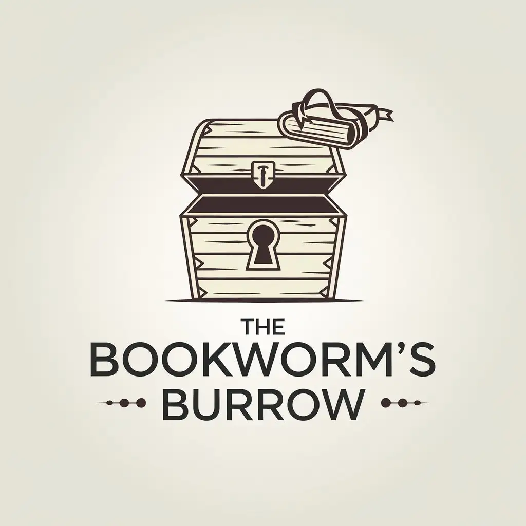 LOGO Design for The Bookworms Burrow Hidden Treasures Reading Love Whimsy in Minimalistic Style