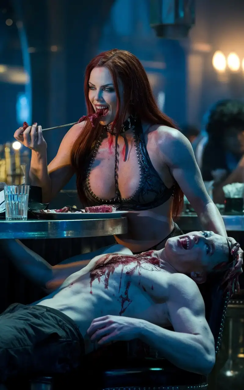 Vampire-Bodybuilder-Enjoying-a-Grisly-Feast-at-a-Monster-Bar