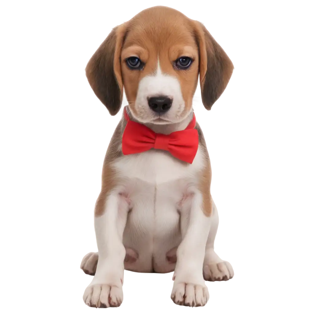 Cute-Beagle-Puppy-Facepalming-in-PNG-Format-HighQuality-Image-of-a-Puppy-Wearing-a-Red-Bow-Tie