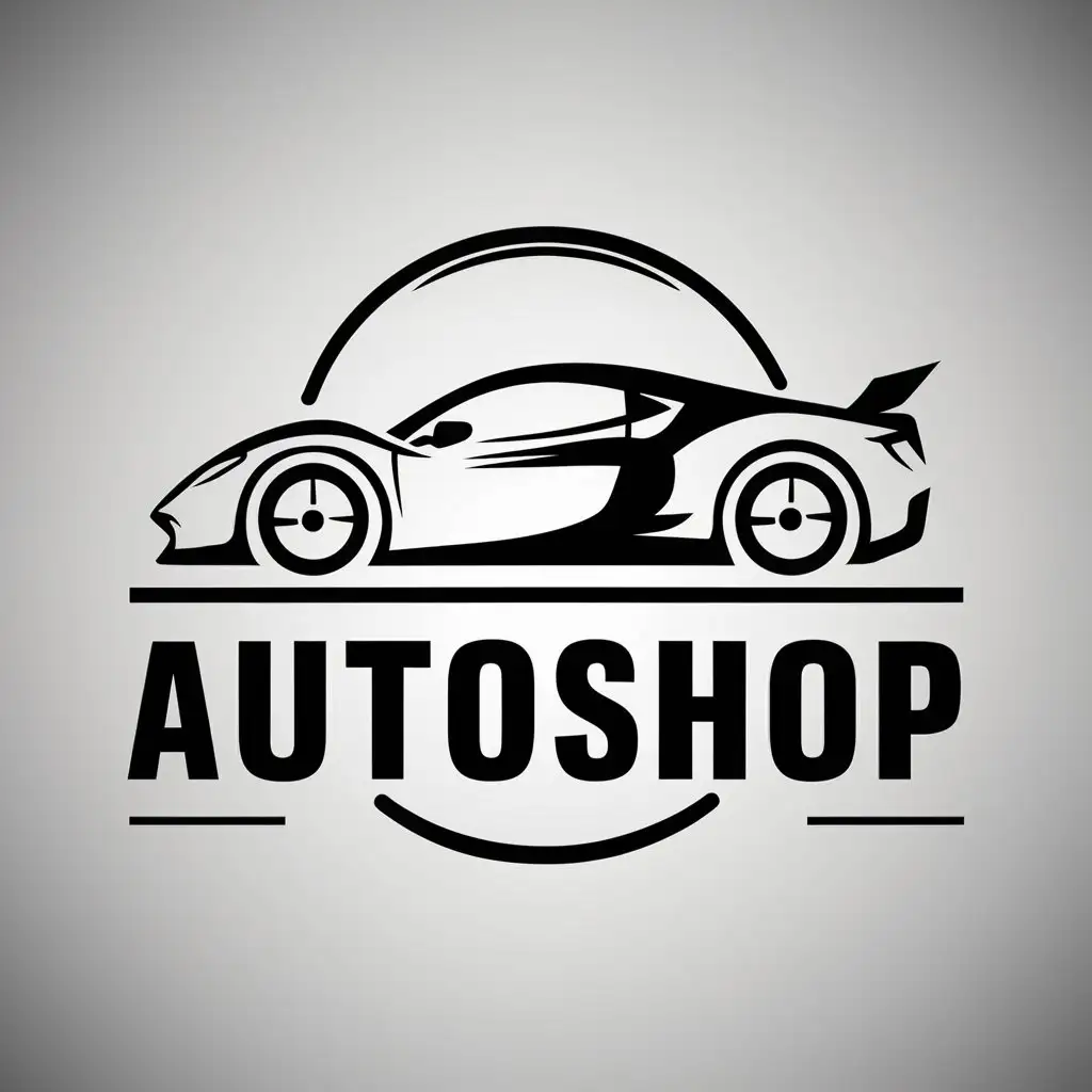 LOGO Design for AutoShop Modern Stylized Sports Car and Wrench on Clear Background