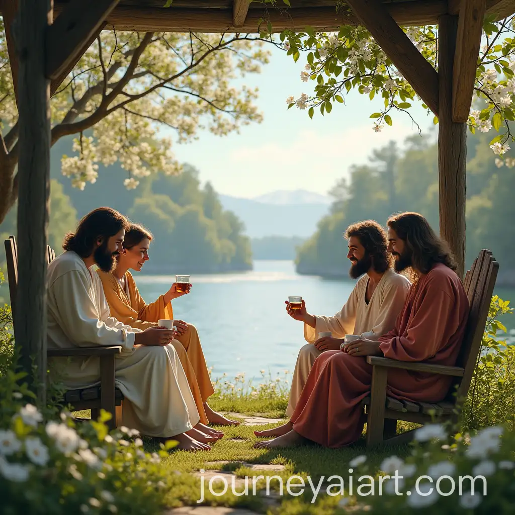 Three-Apostles-Sharing-Tea-with-Jesus-in-a-Serene-Nature-Setting