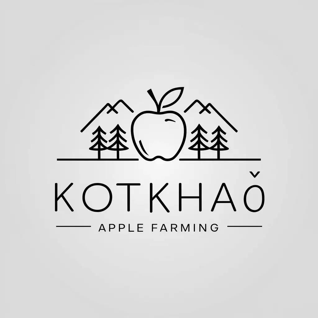 LOGO Design for KOTKHAI APPLE FARMING Minimalistic Apple Mountains and Apple Trees Theme