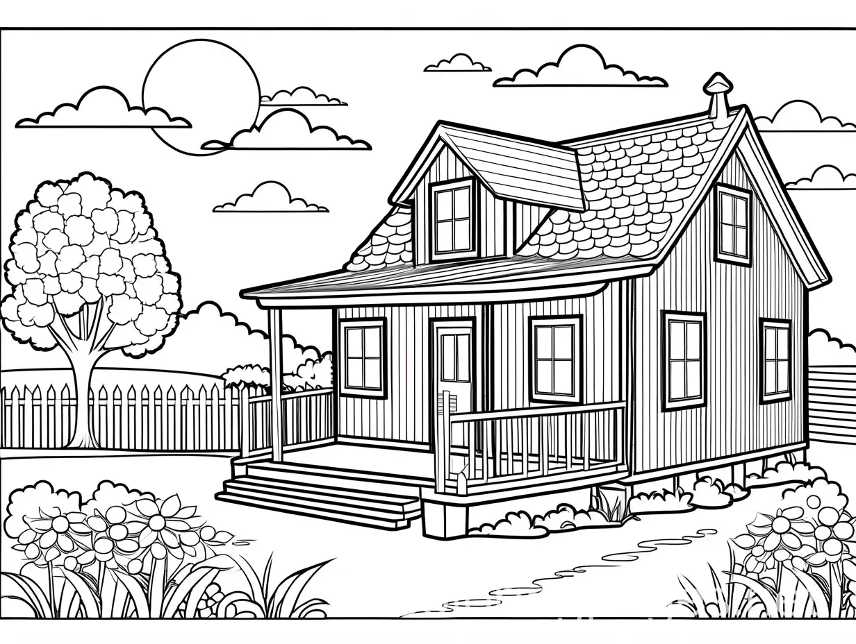 Simple-Cute-Little-Farmhouse-Coloring-Page-for-Kids