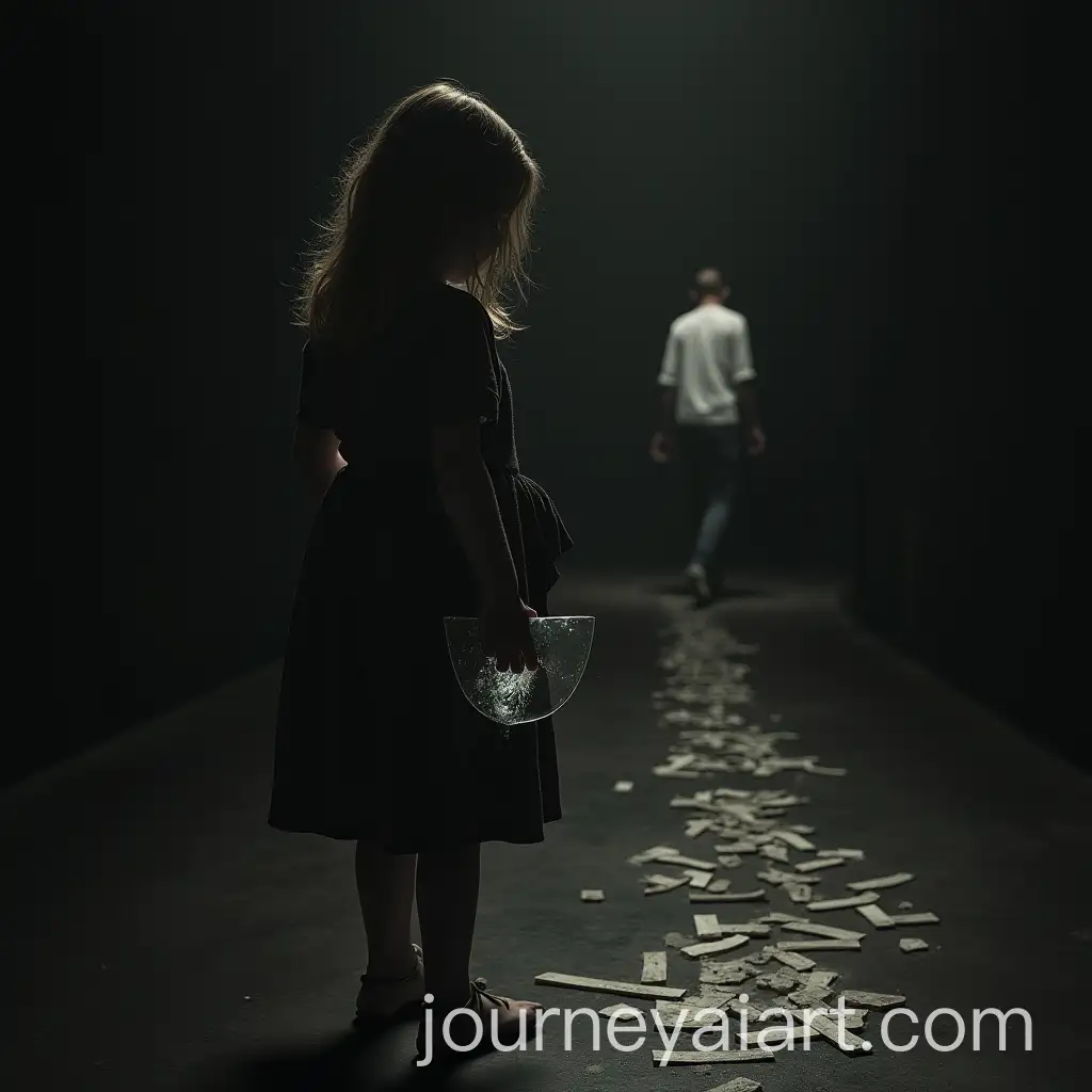 Girl-Holding-Broken-Glass-with-Fading-Words-and-Shadowy-Figure
