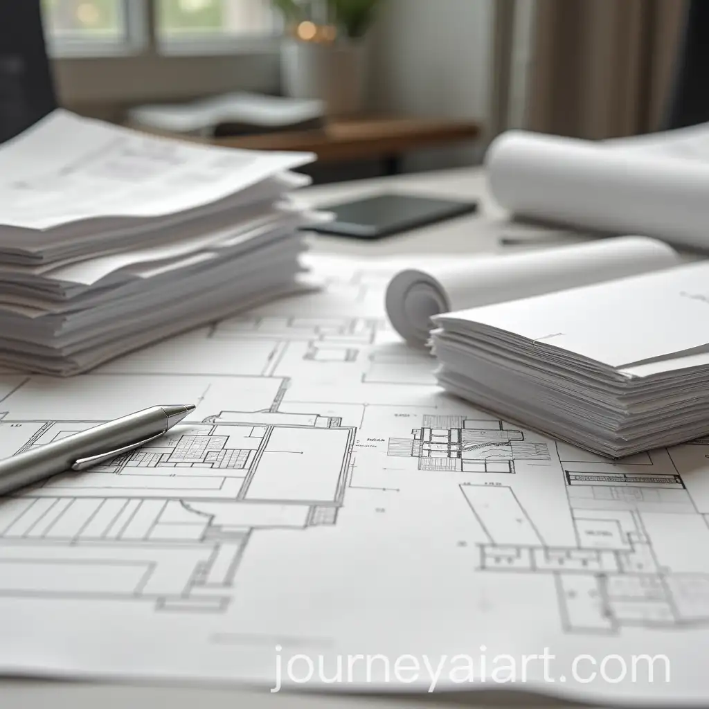 CloseUp-View-of-Architecture-Working-Drawings-in-Grey-Pastel-Palette