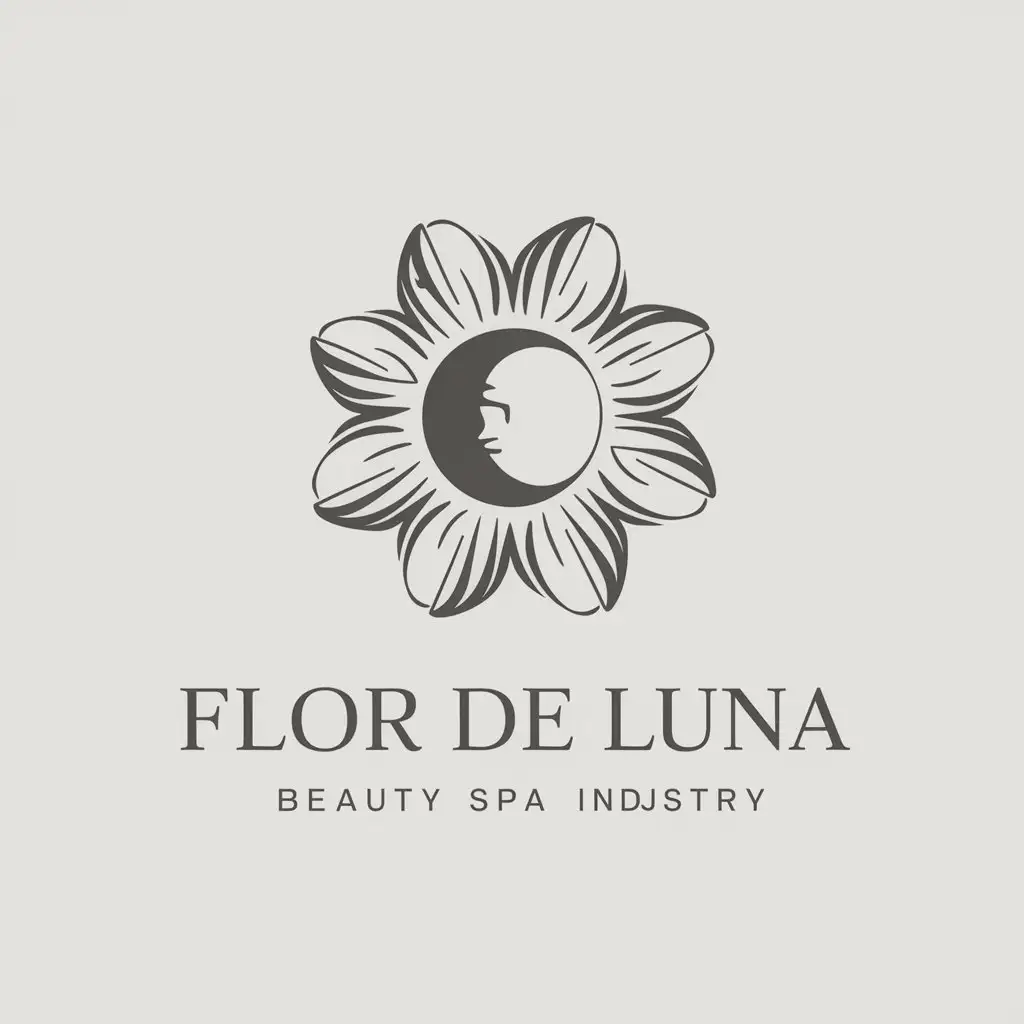 LOGO-Design-for-Flor-de-Luna-Moon-Flower-Symbol-in-Vector-Style-for-Beauty-Spa