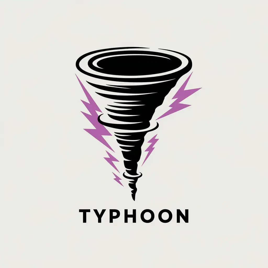 LOGO Design for Typhoon Black and Purple Tornado Symbol with Clear Background