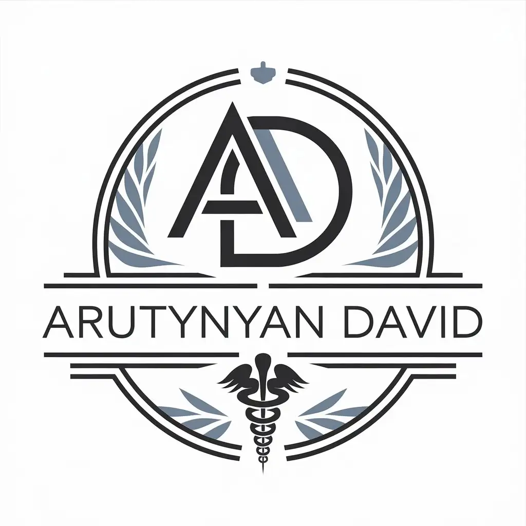 a vector logo design,with the text "Arutyunyan David", main symbol:initials A and D; trauma symbol,complex,be used in Medical Dental industry,clear background