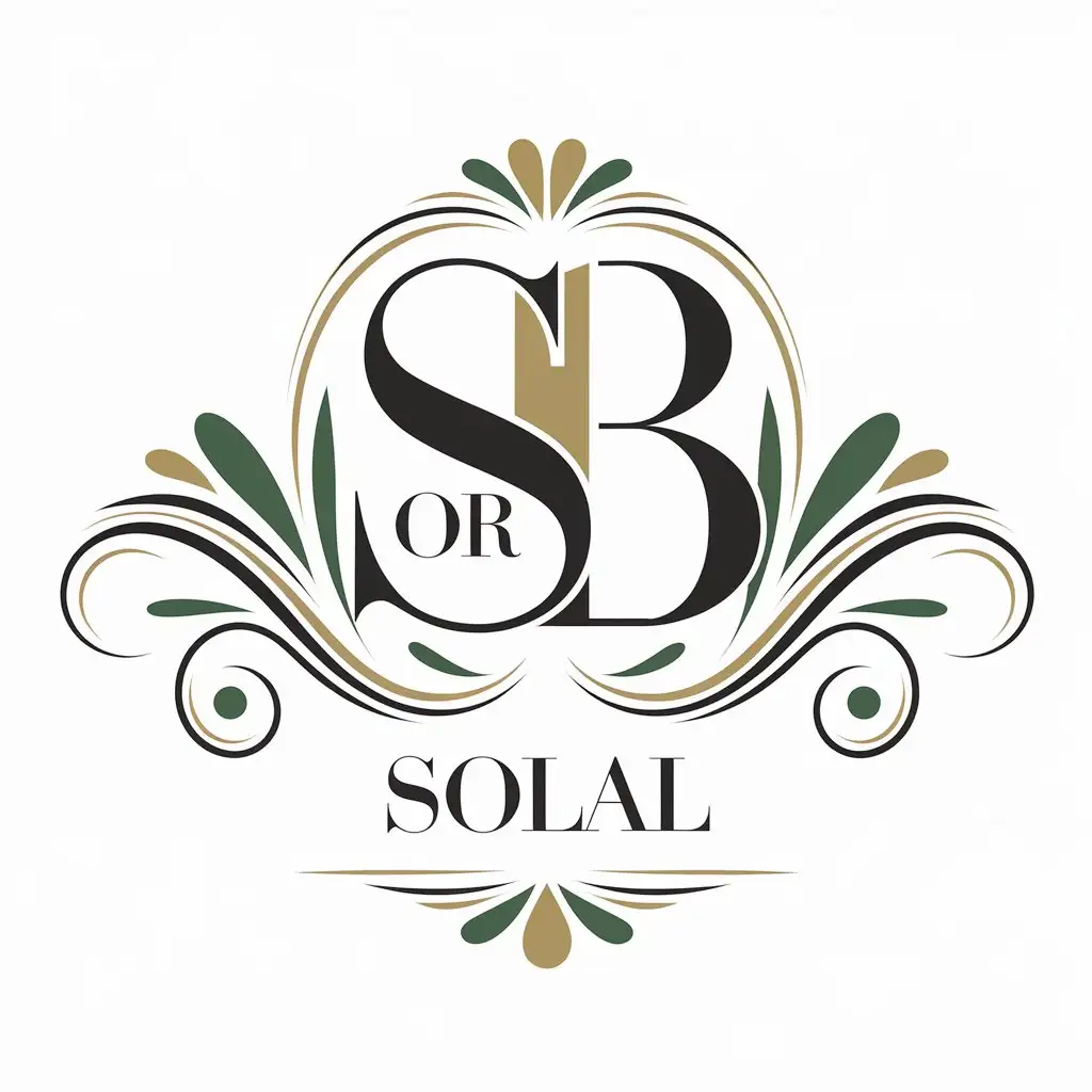 LOGO Design for sb Solal Chic and Modern Monogram with Green Gold and Black Elements