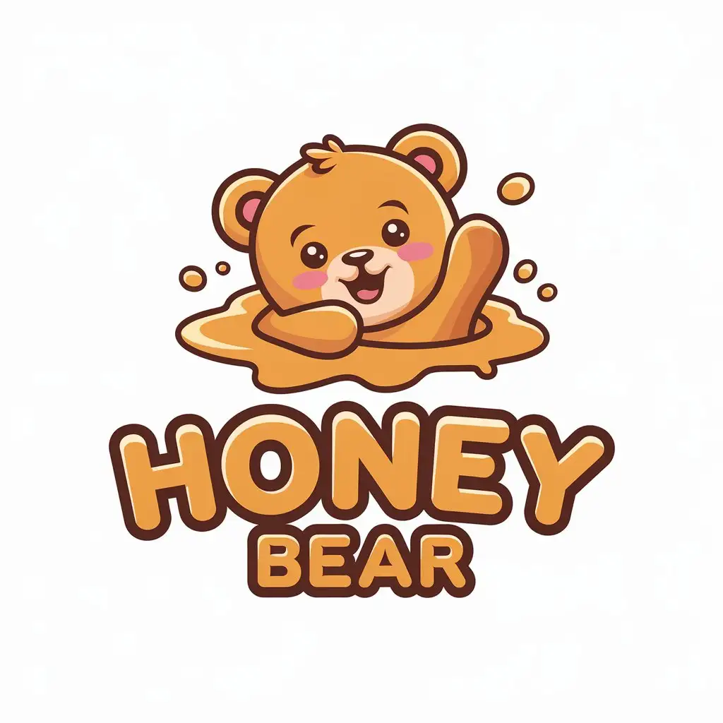 LOGO Design for Honey Bear Kawaii Teddy Bear Playing in Honey with Fun and Excitement for Kids