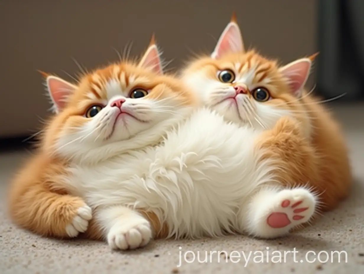 Adorable-Chubby-Cat-Lying-Lazily-with-Puffy-Cheeks-and-Soft-Belly
