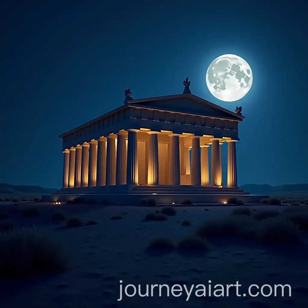 Greek-Temple-Illuminated-by-Moonlight-at-Night