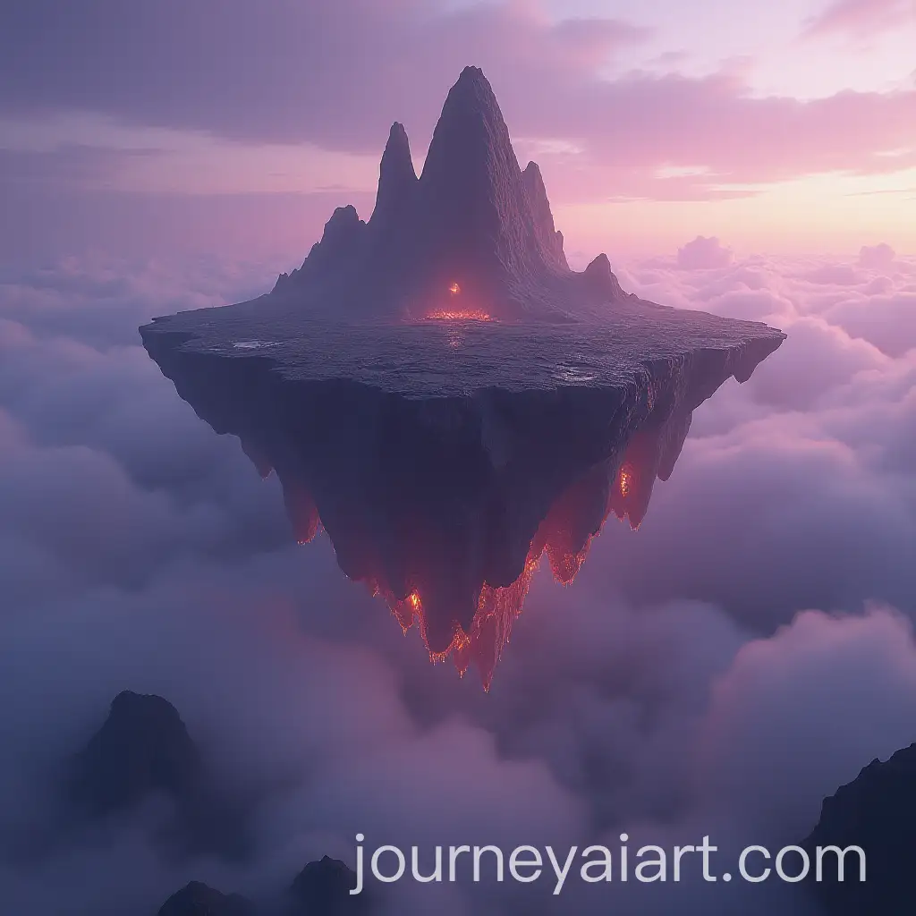 Surreal-Floating-Rocky-Island-in-Purple-Danger-Sky