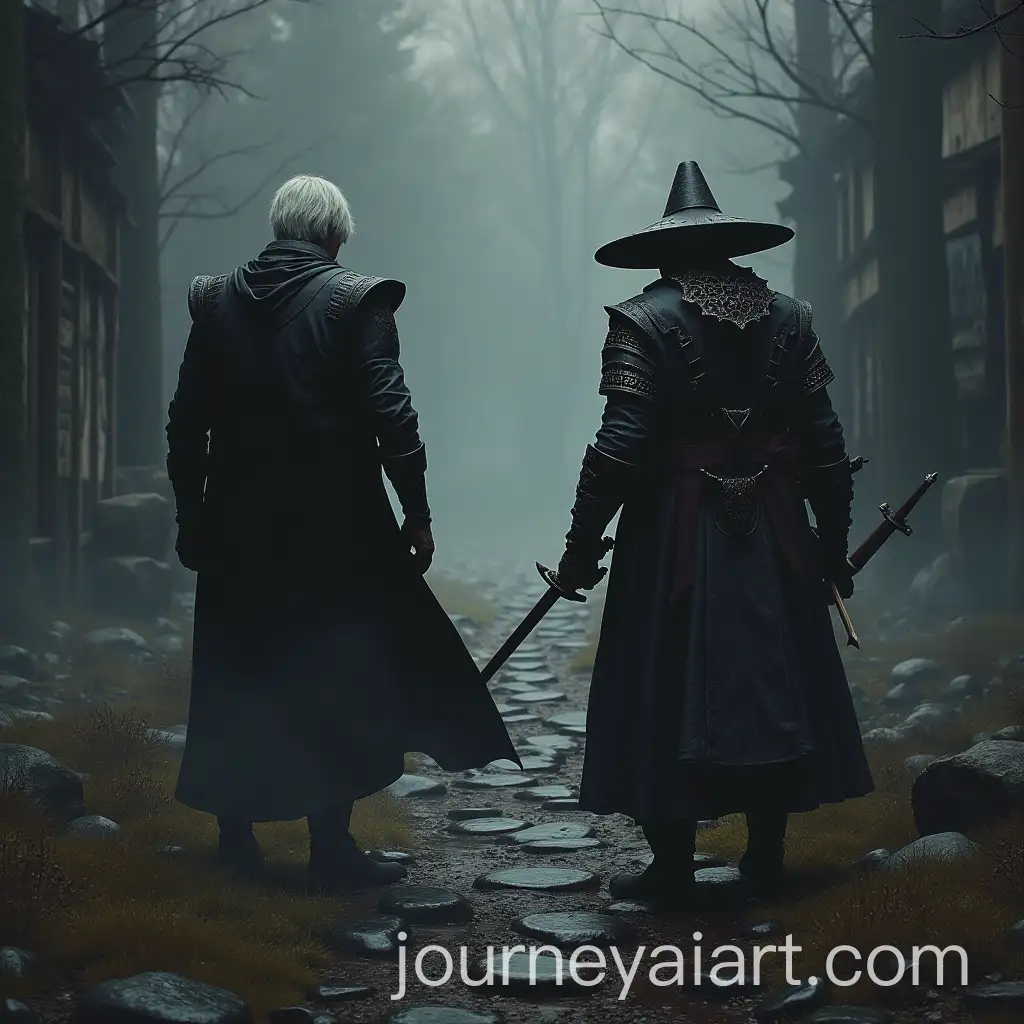 Bloodborne-and-SekiroInspired-Character-in-Dark-Fantasy-Setting