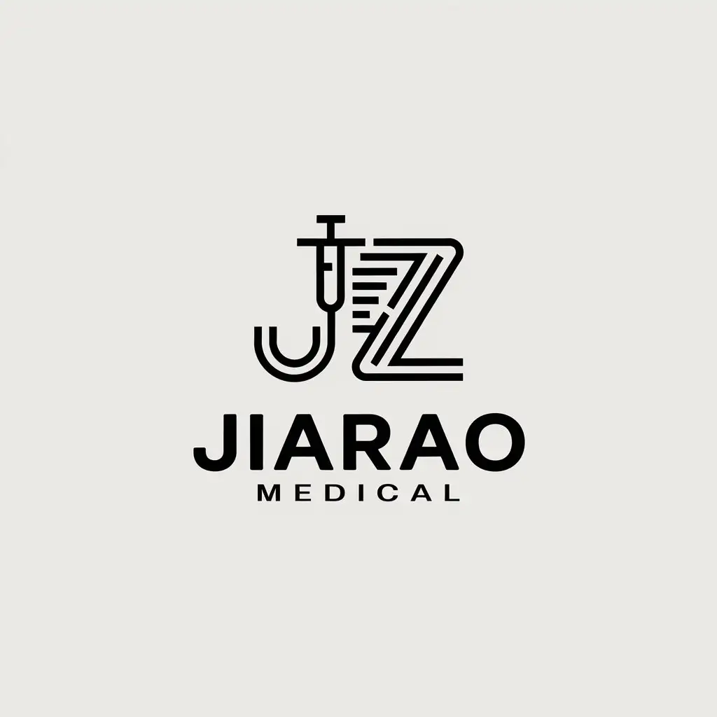 a vector logo design,with the text "Jiarao Medical", main symbol:Letters ‘J’ and ‘Z’, medical, technology,Minimalistic,clear background