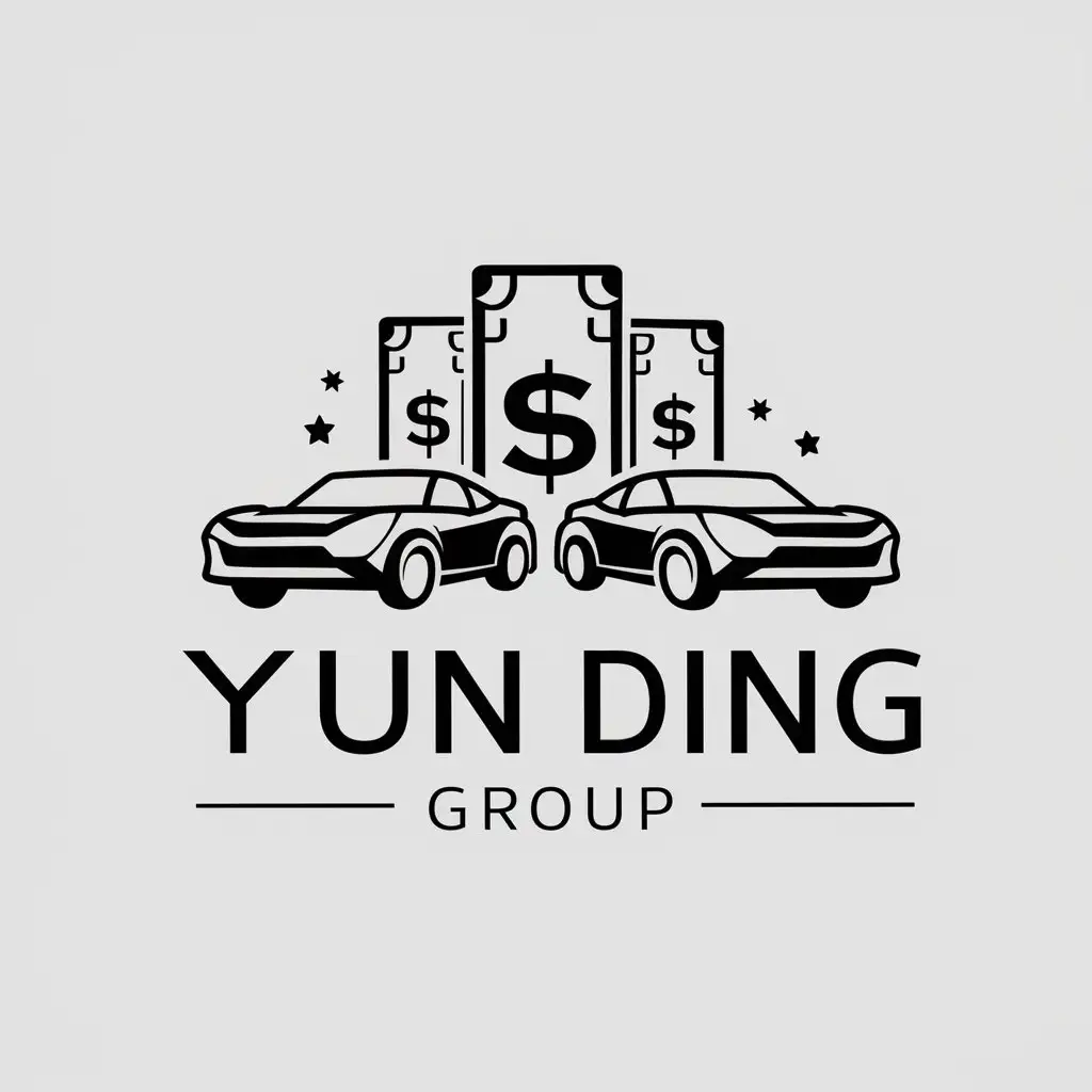 a vector logo design,with the text "Yun Ding Group", main symbol:casino money cars,Moderate,be used in group industry,clear background