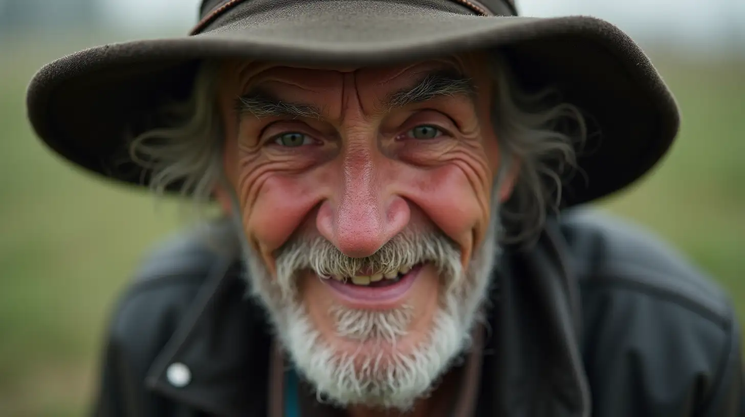 Friendly Tramp Smiling Directly at Camera