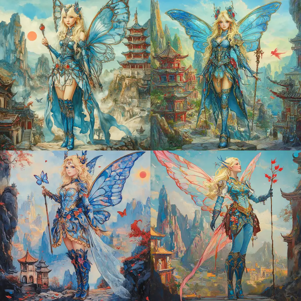 DisneyInspired-Blue-Fairy-in-Chinese-Medieval-Armor-with-Butterfly-Wings