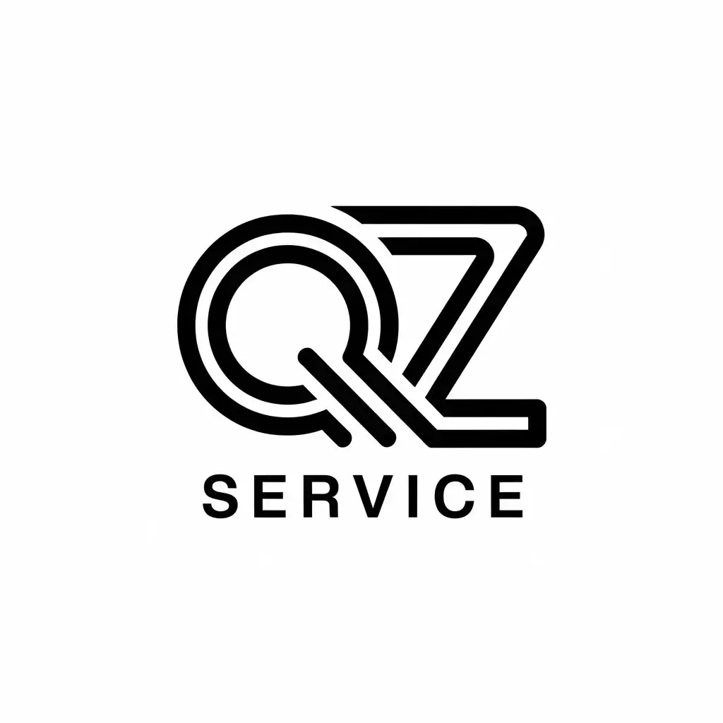 a vector logo design,with the text "Service", main symbol:QZ Service,Moderate,be used in Technology industry,clear background