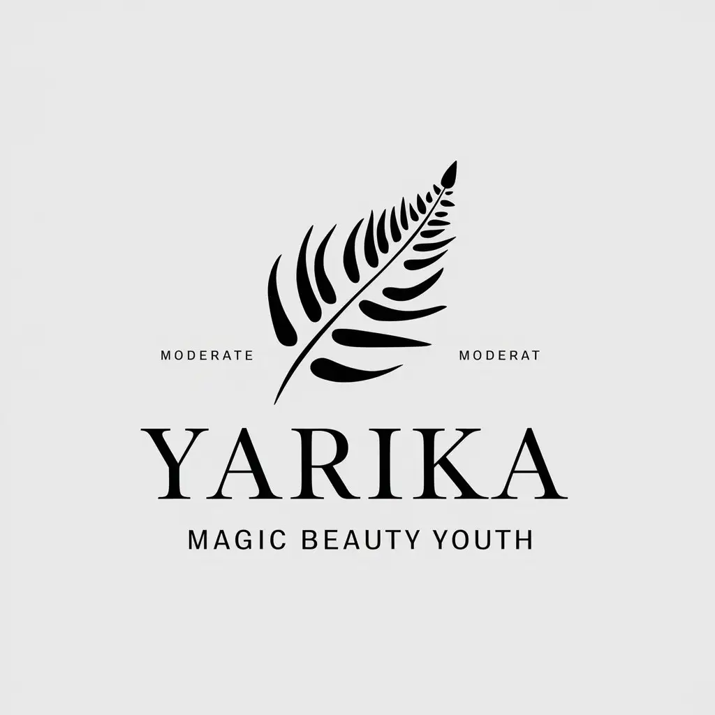 a vector logo design,with the text "Yarika Magic beauty youth", main symbol:fern,Moderate,be used in Others industry,clear background