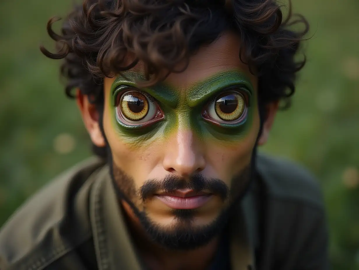 Man with frog eyes