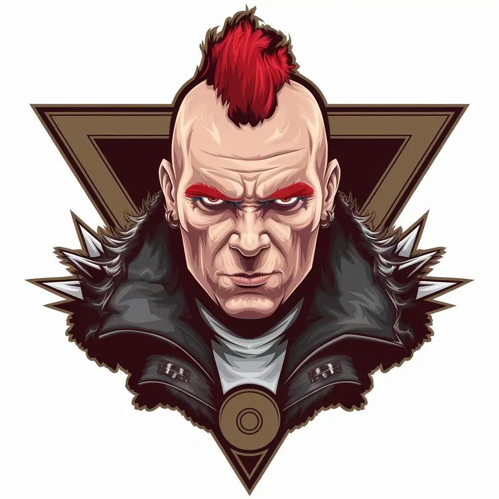 LOGO Design For Punk Man Red Head with Evil Face Realistic 4K Vector Logo