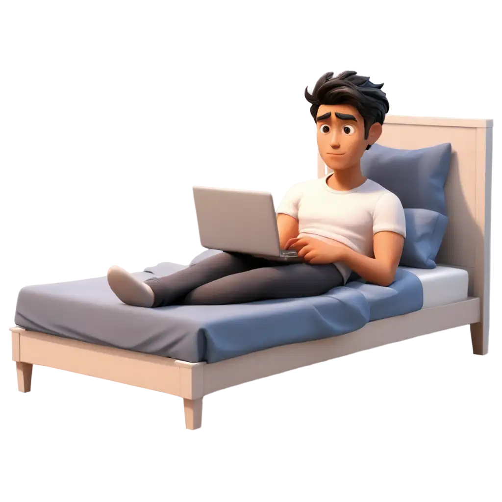 2D-Animated-PNG-Image-of-a-Lazy-Man-Waking-Up-Early-in-Bed-Perfect-for-Relaxation-Themes