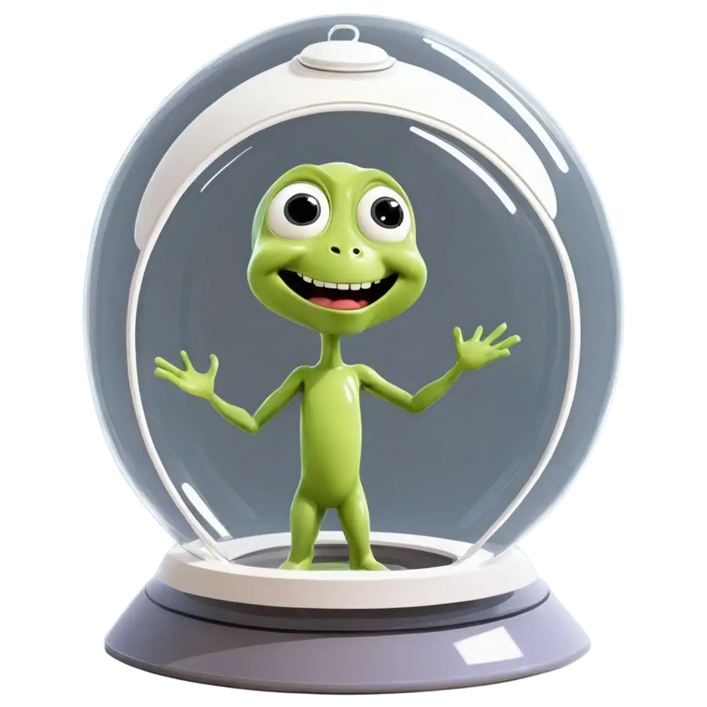 Cartoon-Alien-WavingPNG-Image-SEO-Analysis-Inside-Glass-Dome-Spaceship-PNG-Image-for-SpaceThemed-Projects