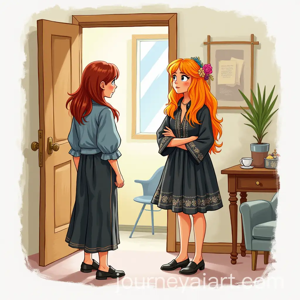 Young-Women-in-Conflicting-Fashion-Styles-Disrupting-Introduction-Scene