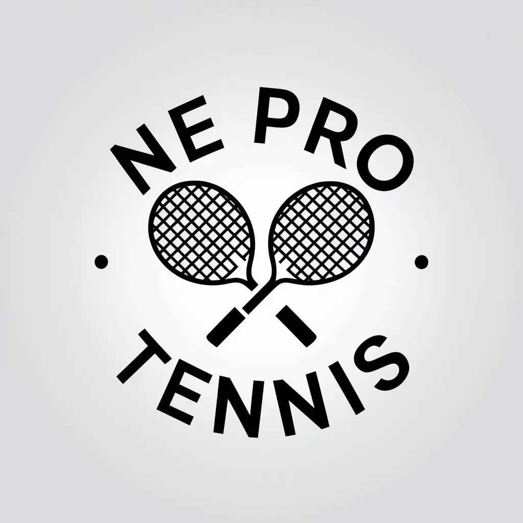 a vector logo design,with the text "Ne Pro Tennis", main symbol:Tennis racket and bicycle,Moderate,be used in Entertainment industry,clear background