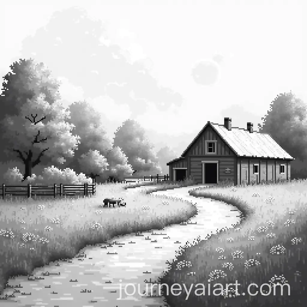 Stunning-Grayscale-Pixel-Art-Farm-for-Coloring
