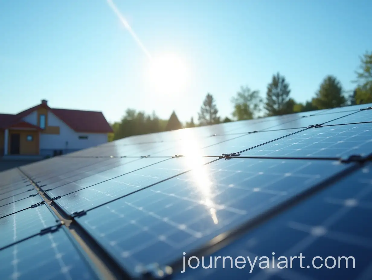 Modern-Rooftop-Solar-Panel-Array-with-Suburban-Home-Under-Bright-Blue-Sky