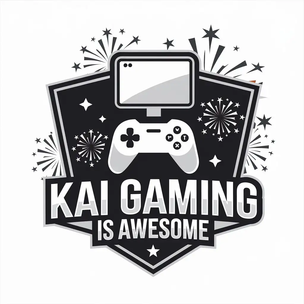 LOGO Design For Kai Gaming Modern Vector Logo with Gaming Controller and Fireworks