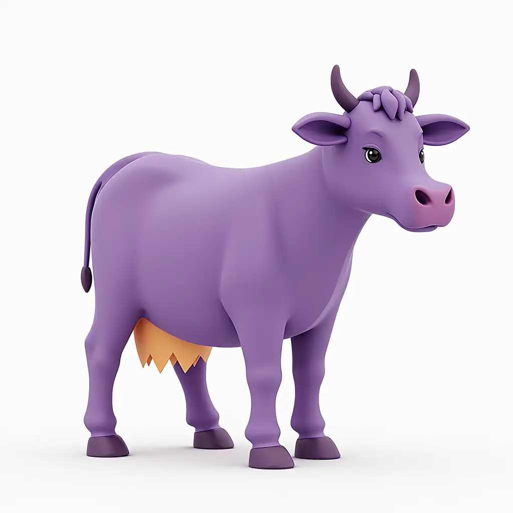 Creating a purple cow logo for organic products along with photos of dairy products, natural cosmetics, and all kinds of completely natural edible oils for uploading to websites with a size of 512x512 with PNG output