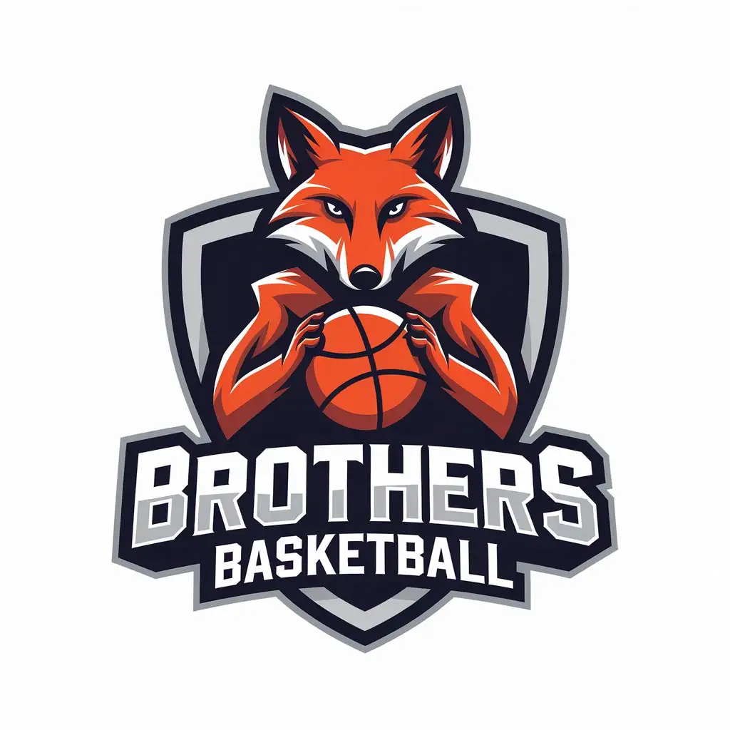 LOGO Design for Brothers Basketball Fox Basketball Symbol in Vector Clear Background Sports Fitness Industry