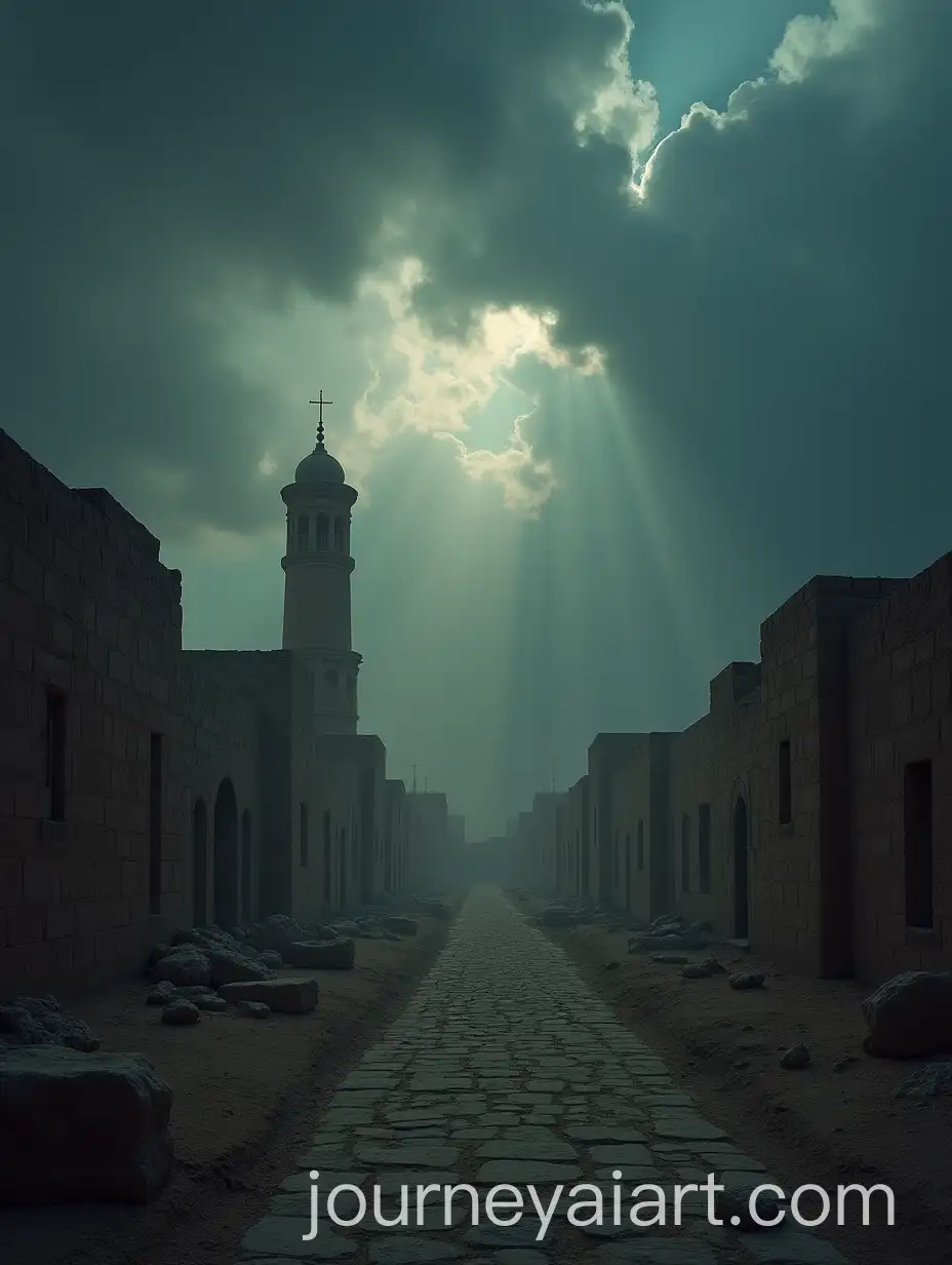 Desolate-Ancient-Middle-Eastern-City-Under-Dark-Cloudy-Skies