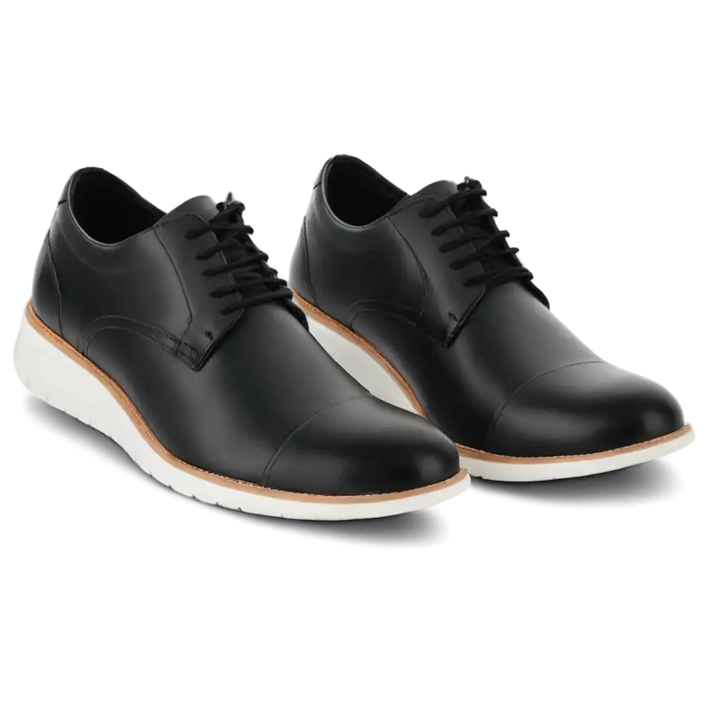 PNG-Image-of-Stylish-Shoes-with-White-Sole-and-Black-Leather-Design-for-Fashion-and-ECommerce