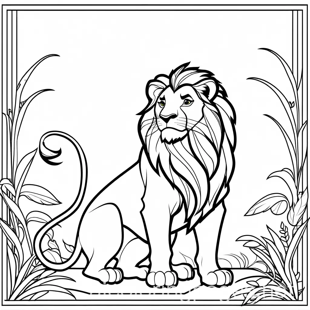 Lion-King-Coloring-Page-Black-and-White-Line-Art-on-White-Background