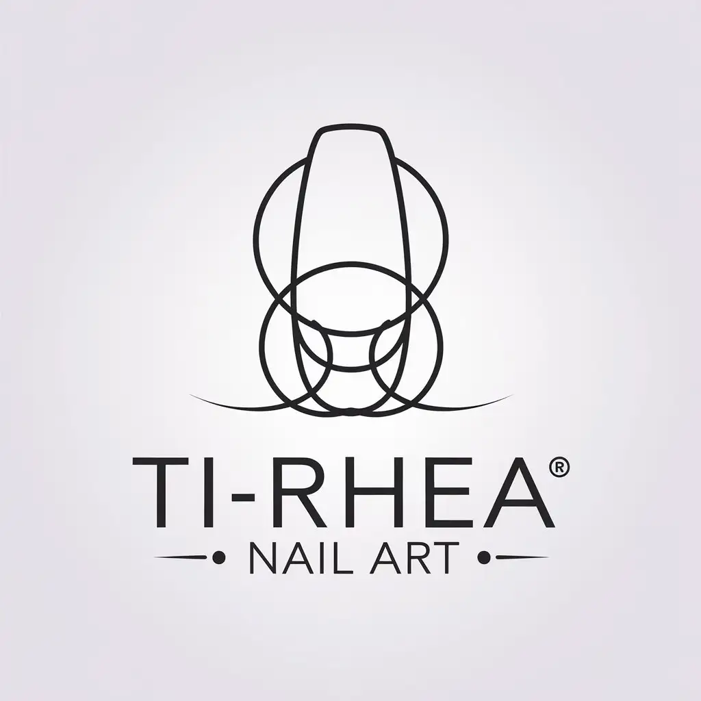 a vector logo design,with the text "Ti-Rhea Nail Art ", main symbol:Nail,Minimalistic,be used in Nails industry,clear background